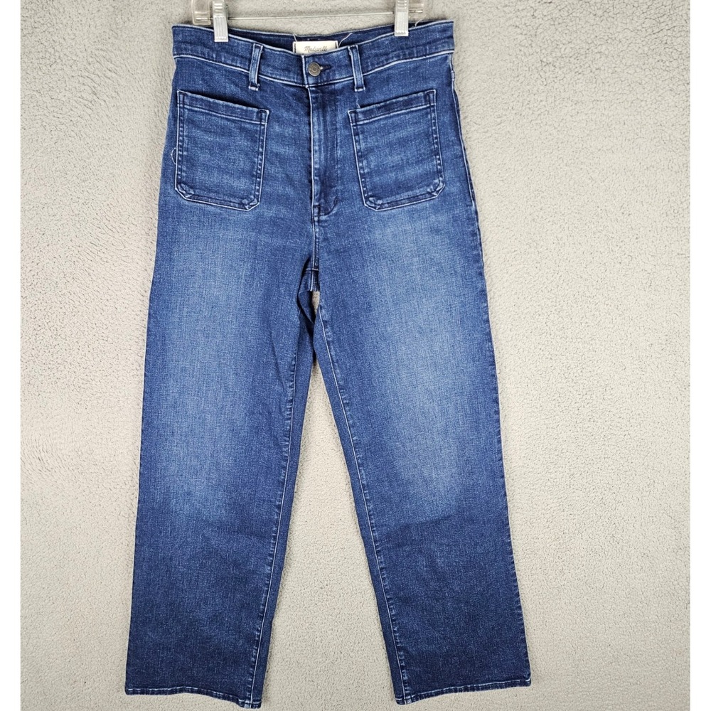 Madewell Jeans Women 28 Blue Emmett Wide-Leg Patch Pocket Denim NY011